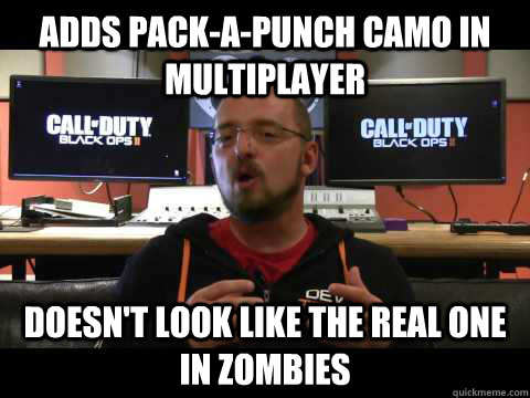 Adds pack-a-punch camo in multiplayer Doesn't look like the real one in zombies  