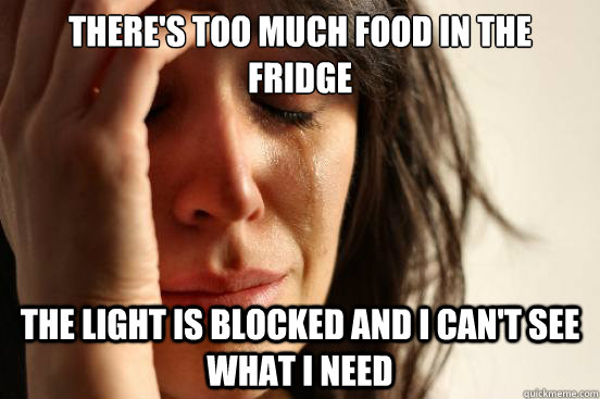 There's too much food in the fridge
 The light is blocked and I can't see what I need  First World Problems