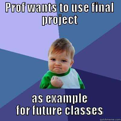 PROF WANTS TO USE FINAL PROJECT AS EXAMPLE FOR FUTURE CLASSES Success Kid