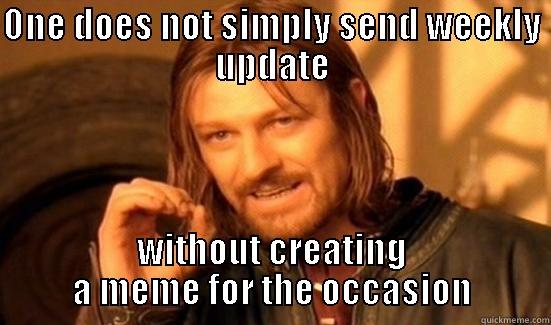 ONE DOES NOT SIMPLY SEND WEEKLY UPDATE WITHOUT CREATING A MEME FOR THE OCCASION Boromir