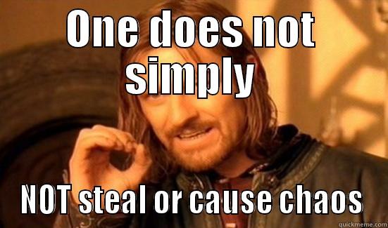 ONE DOES NOT SIMPLY NOT STEAL OR CAUSE CHAOS Boromir