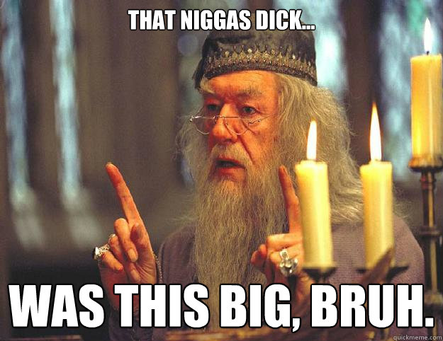 that niggas dick... was this big, bruh.  Dumbledore