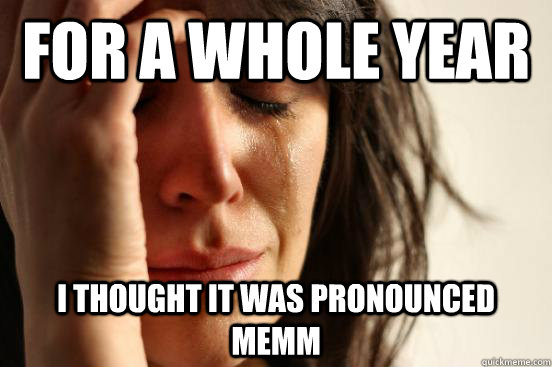 For a whole year I thought it was pronounced memm  First World Problems