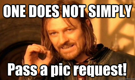 ONE DOES NOT SIMPLY Pass a pic request!  One Does Not Simply