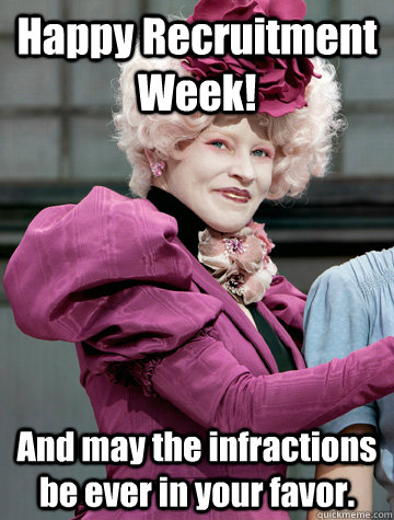 Happy Recruitment Week! And may the infractions be ever in your favor. - Happy Recruitment Week! And may the infractions be ever in your favor.  Hunger Games Parking Spot