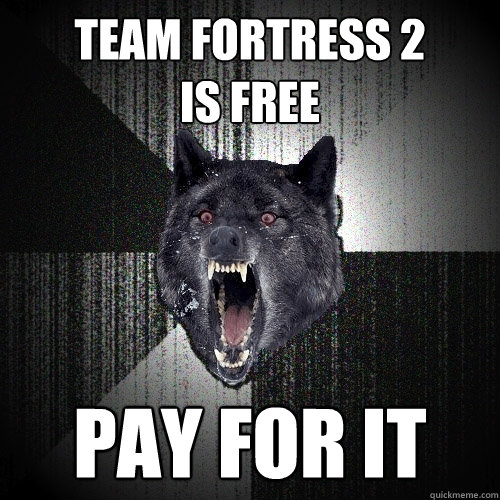 TEAM FORTRESS 2 
IS FREE PAY FOR IT  Insanity Wolf