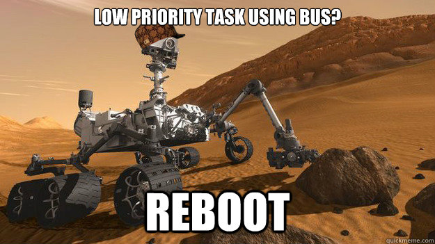 Low priority task using bus?  REBOOT  Scumbag Mars Rover