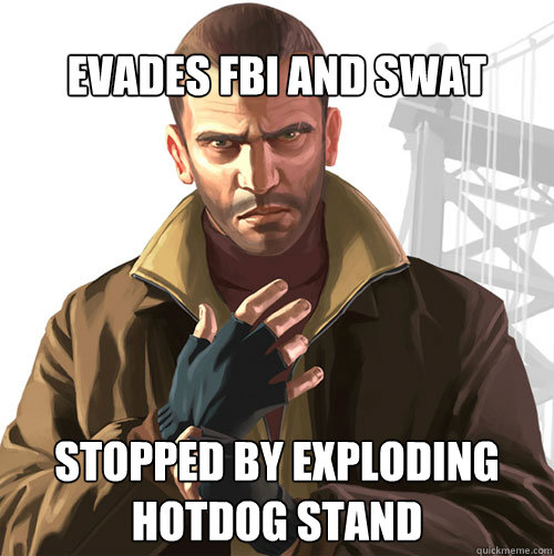 EVADES FBI AND SWAT STOPPED BY EXPLODING HOTDOG STAND  