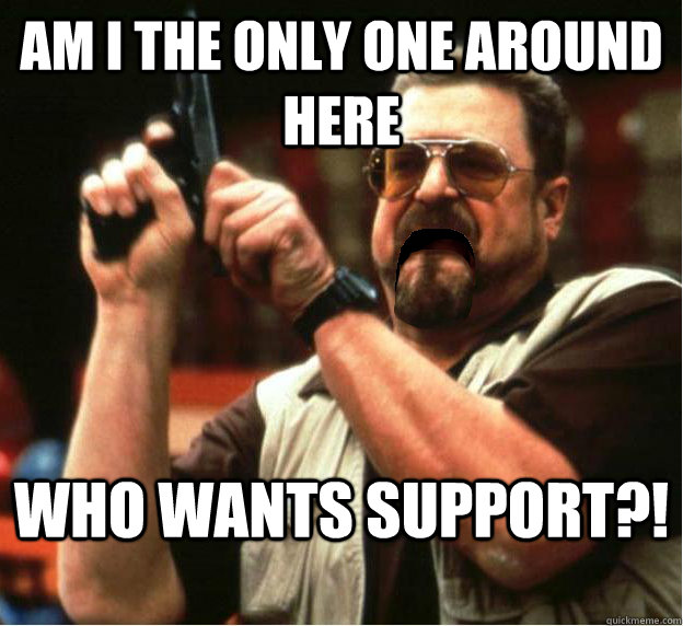 Am i the only one around here who wants support?!  