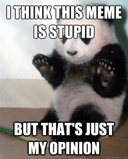 I think this meme is stupid but that's just my opinion - I think this meme is stupid but that's just my opinion  Calming Panda