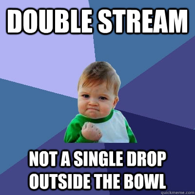 Double stream Not a single drop outside the bowl  Success Kid