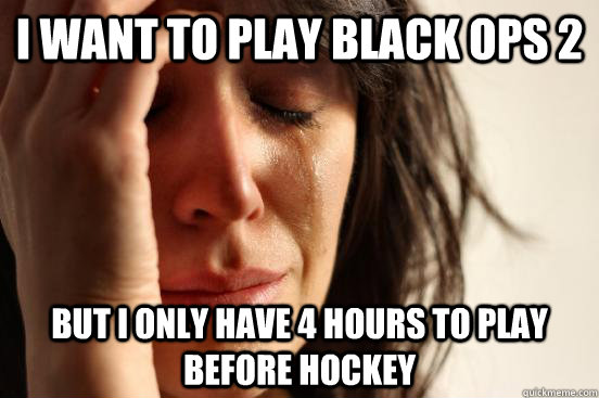 I want to play black ops 2 but i only have 4 hours to play before hockey  First World Problems