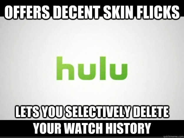 Offers decent skin flicks lets you selectively delete your watch history   Good Guy Hulu