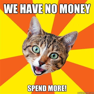 We have no money spend more!  Bad Advice Cat