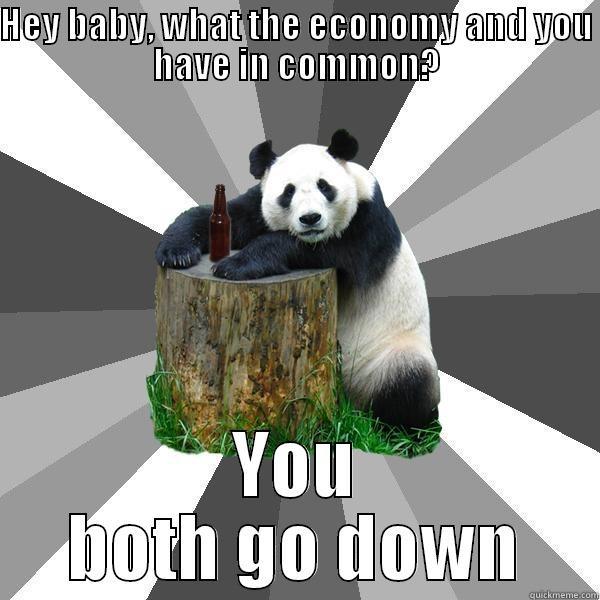 HEY BABY, WHAT THE ECONOMY AND YOU HAVE IN COMMON? YOU BOTH GO DOWN Pickup-Line Panda