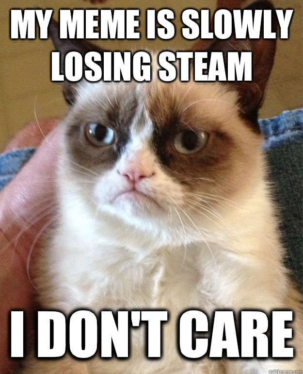 My meme is slowly losing steam I don't care  Grumpy Cat