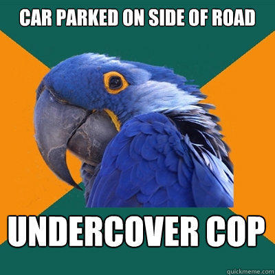 Car parked on side of road Undercover Cop  
