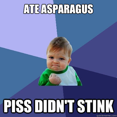ate asparagus piss didn't stink  Success Kid
