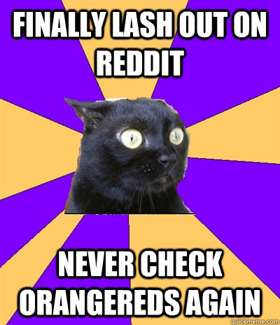 finally lash out on reddit never check orangereds again  Anxiety Cat