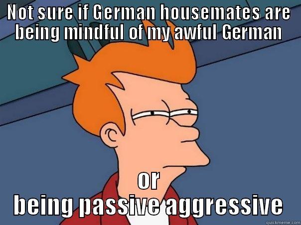 NOT SURE IF GERMAN HOUSEMATES ARE BEING MINDFUL OF MY AWFUL GERMAN OR BEING PASSIVE AGGRESSIVE Futurama Fry