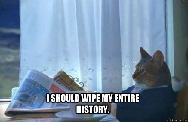 I should wipe my entire history.  Sophisticated Cat