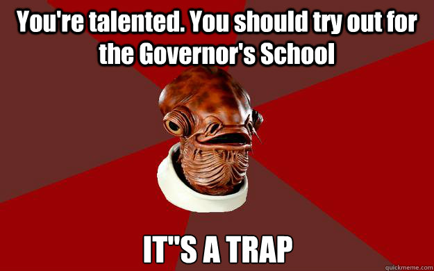 You're talented. You should try out for the Governor's School IT