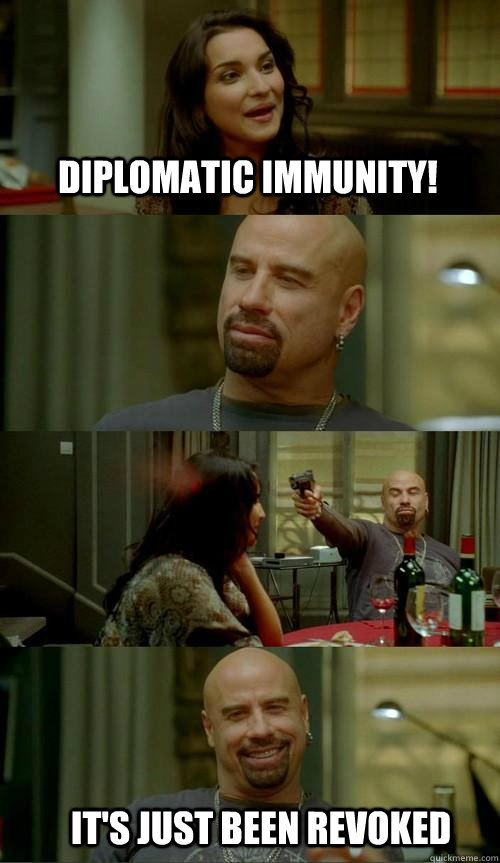 diplomatic immunity! it's just been revoked - diplomatic immunity! it's just been revoked  Skinhead John