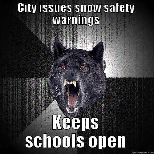 CITY ISSUES SNOW SAFETY WARNINGS KEEPS SCHOOLS OPEN Insanity Wolf
