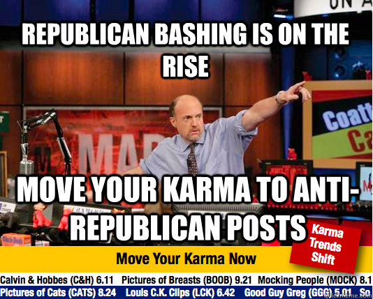Republican bashing is on the rise move your karma to anti-republican posts  Mad Karma with Jim Cramer