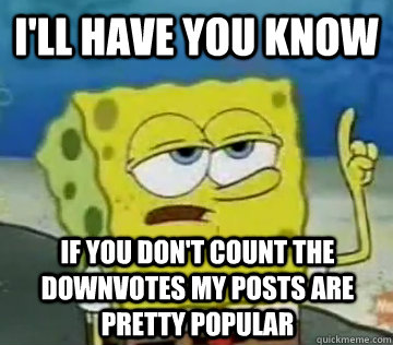I'll Have You Know if you don't count the downvotes my posts are pretty popular  Ill Have You Know Spongebob