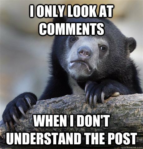 I only look at comments When I don't understand the post  Confession Bear