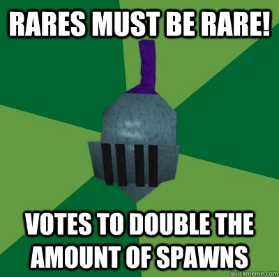 Rares must be rare! Votes to double the amount of spawns  Runescape Logic
