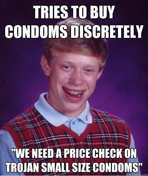 Tries to buy condoms discretely 