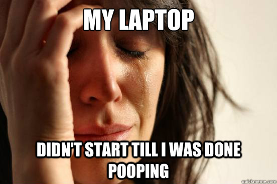 My Laptop didn't start till i was done pooping  First World Problems