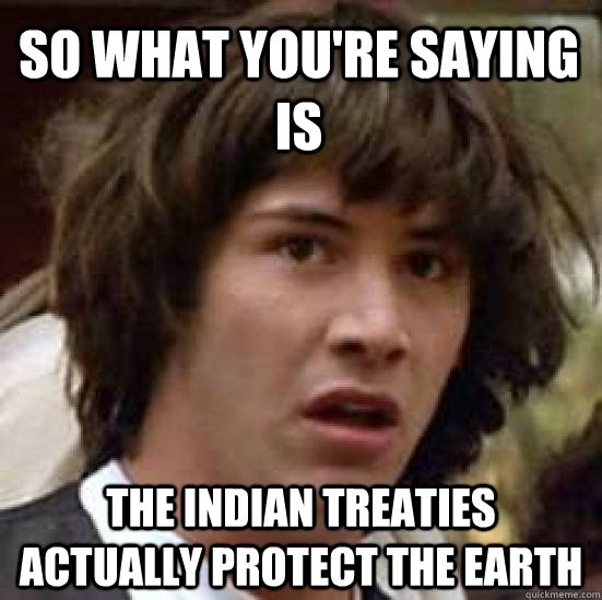 So what you're saying is The indian Treaties actually protect the earth - So what you're saying is The indian Treaties actually protect the earth  conspiracy keanu
