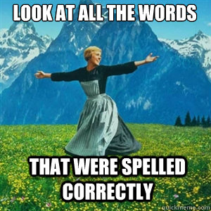Look at all the words
 that were spelled correctly  And look at all the fucks I give