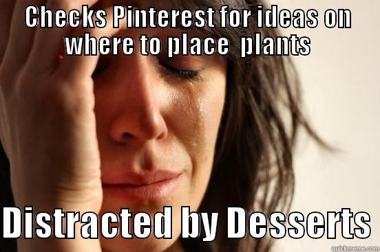 CHECKS PINTEREST FOR IDEAS ON WHERE TO PLACE  PLANTS  DISTRACTED BY DESSERTS First World Problems