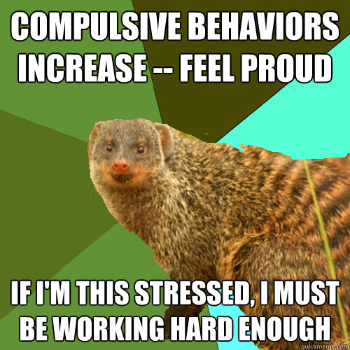Compulsive behaviors increase -- feel proud If I'm this stressed, I must be working hard enough  