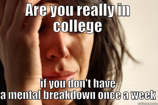 ARE YOU REALLY IN COLLEGE IF YOU DON'T HAVE A MENTAL BREAKDOWN ONCE A WEEK First World Problems