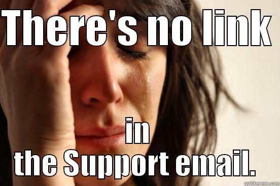 THERE'S NO LINK  IN THE SUPPORT EMAIL.  First World Problems
