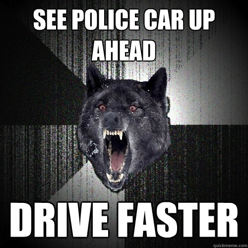 see police car up ahead drive faster   Insanity Wolf