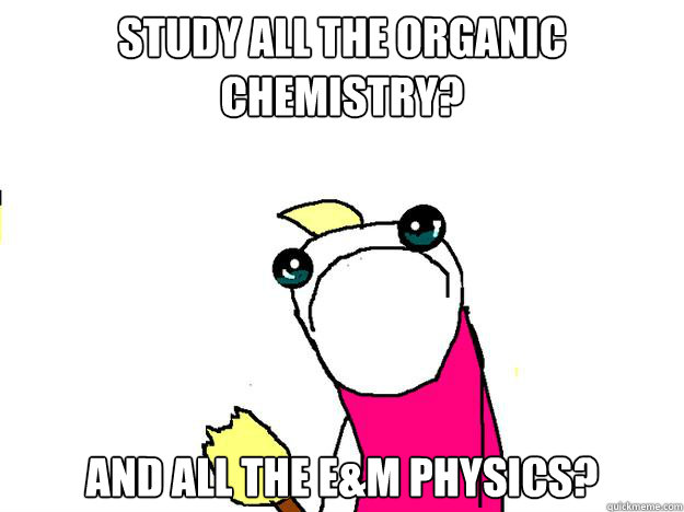 Study ALL the Organic Chemistry? And ALL the E&M Physics?  All the things sad