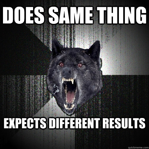 Does Same Thing expects different results    Insanity Wolf