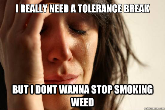i really need a tolerance break but i dont wanna stop smoking weed  First World Problems