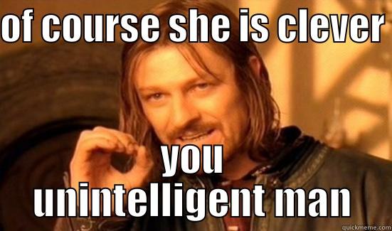 of course she is clever - OF COURSE SHE IS CLEVER YOU UNINTELLIGENT MAN Boromir