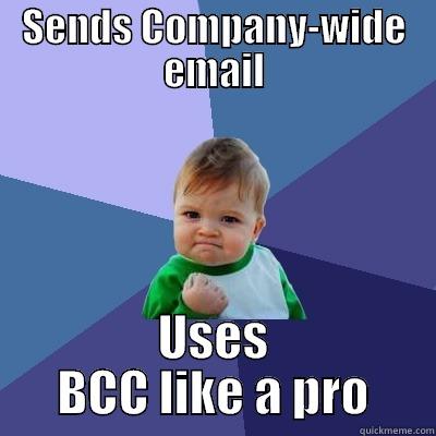 SENDS COMPANY-WIDE EMAIL USES BCC LIKE A PRO Success Kid