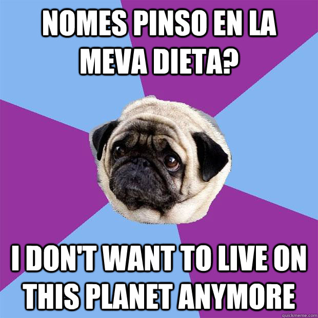 NOMES PINSO EN LA MEVA DIETA? I DON'T WANT TO LIVE ON THIS PLANET ANYMORE  Lonely Pug