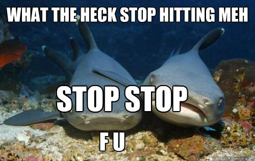 What the heck stop hitting meh stop stop  f u  Compassionate Shark Friend