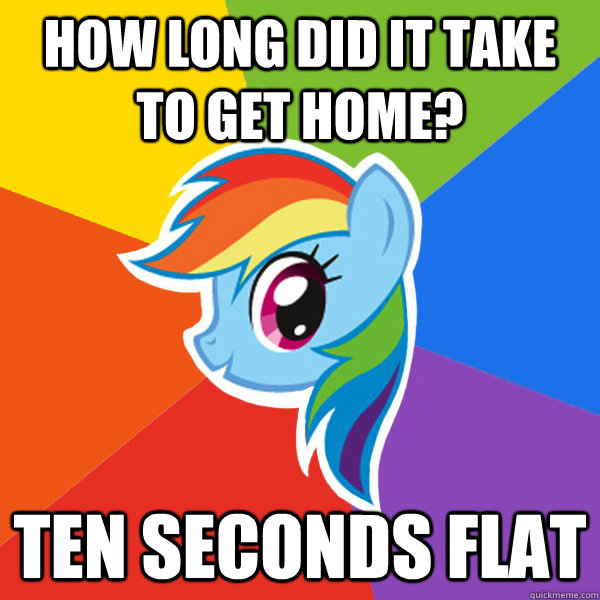 how long did it take to get home? ten seconds flat - how long did it take to get home? ten seconds flat  Rainbow Dash