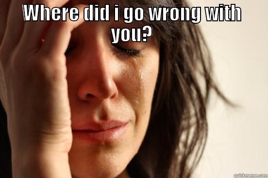 WHERE DID I GO WRONG WITH YOU?  First World Problems